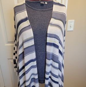 Striped Hankerchief Hem Cardigan and Tee